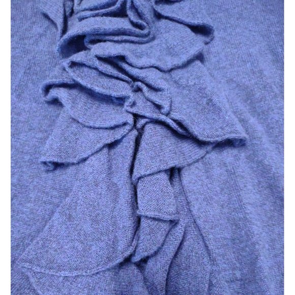 Magaschoni Cashmere Ruffled Blue Cardigan Sweater - Picture 6 of 16